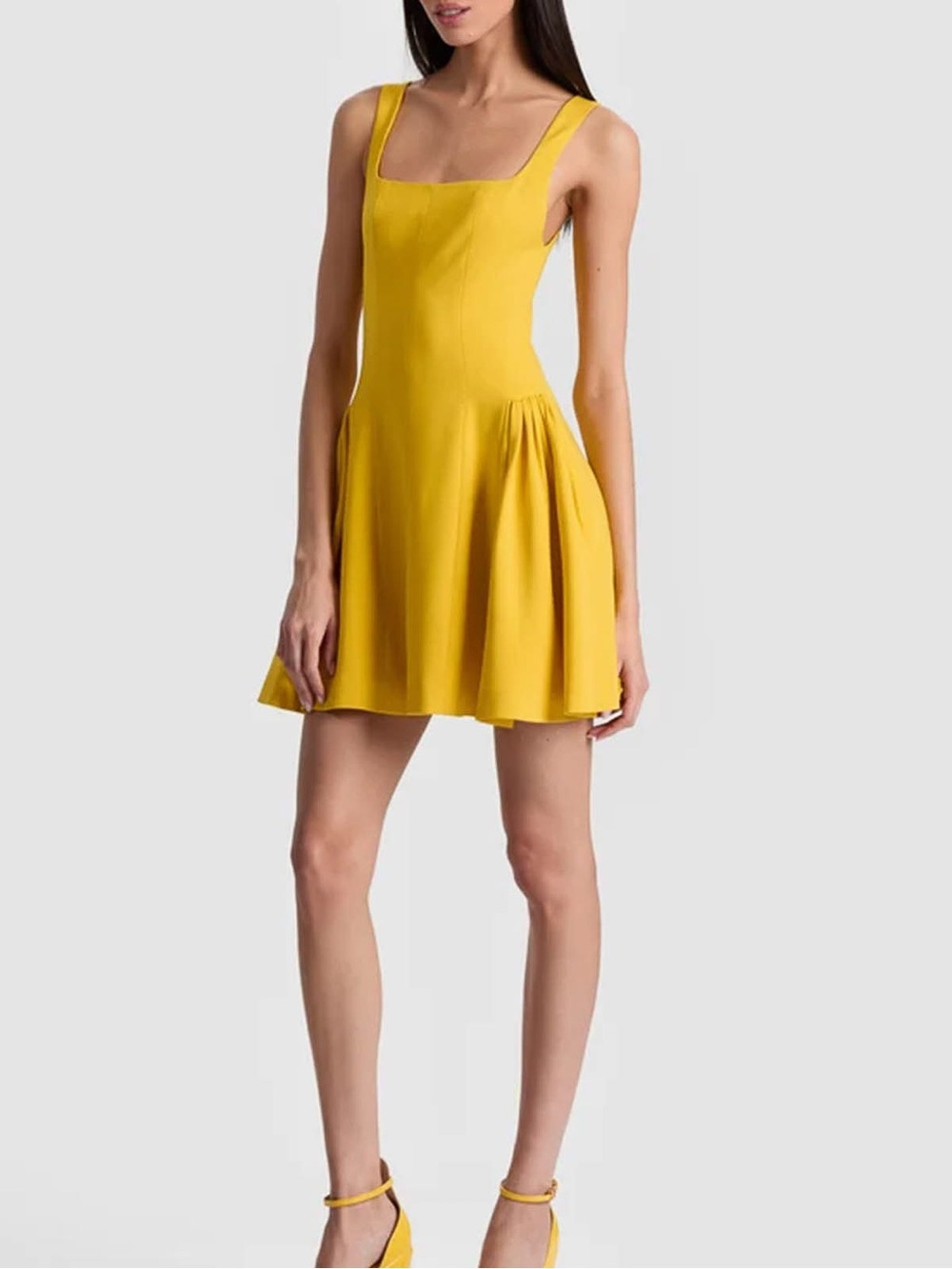 NWT Alice + Olivia Vera Fit And Flare Mini Dress Golden Hour In Yellow Sz 8